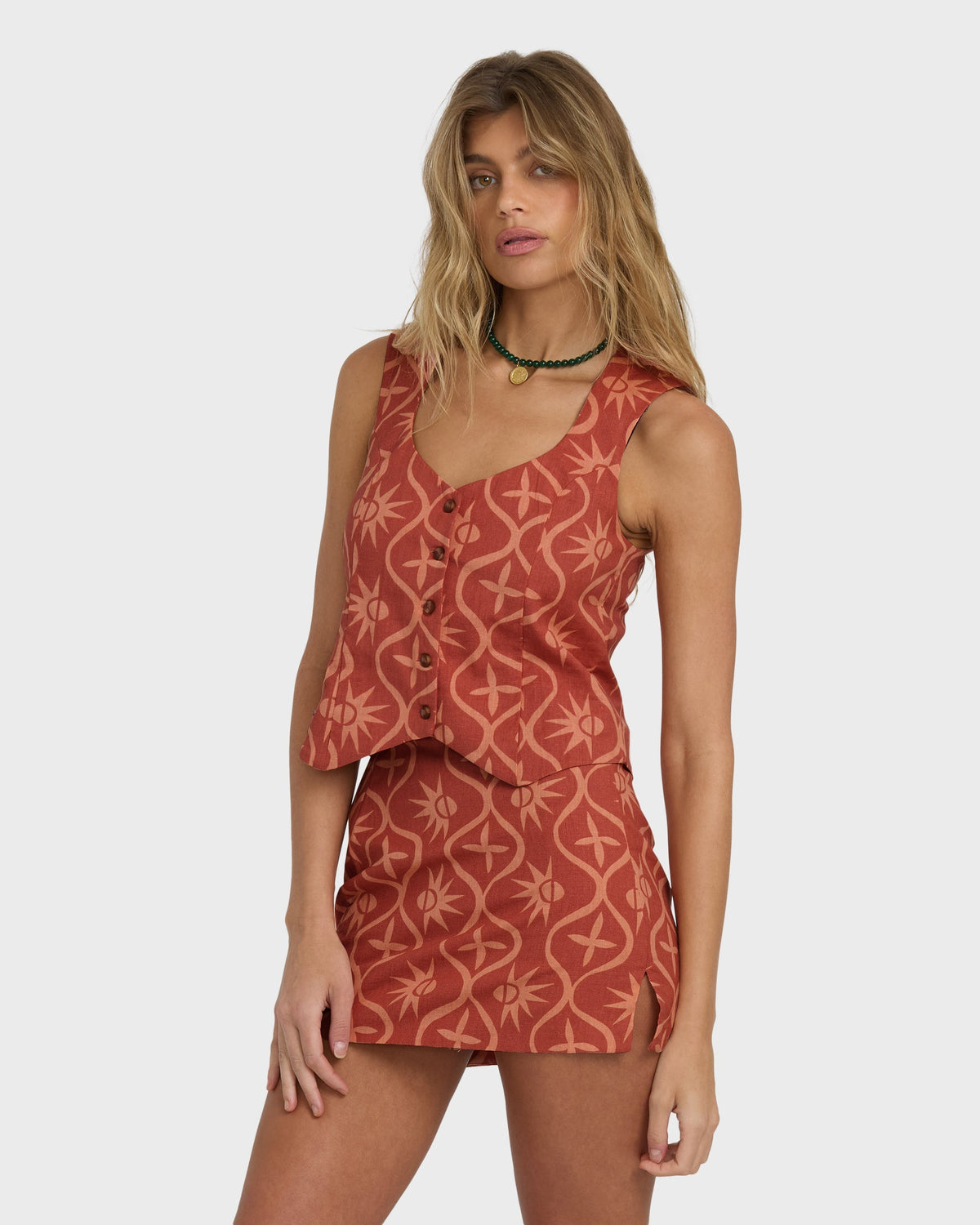 Sunny Waves Vest - Dark Coral