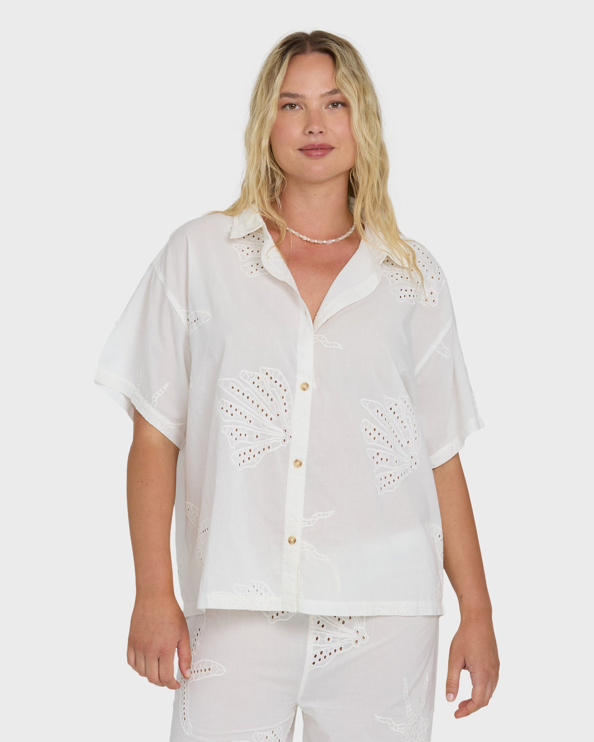 Beach Livin Woven Shirt - Salt Crystal